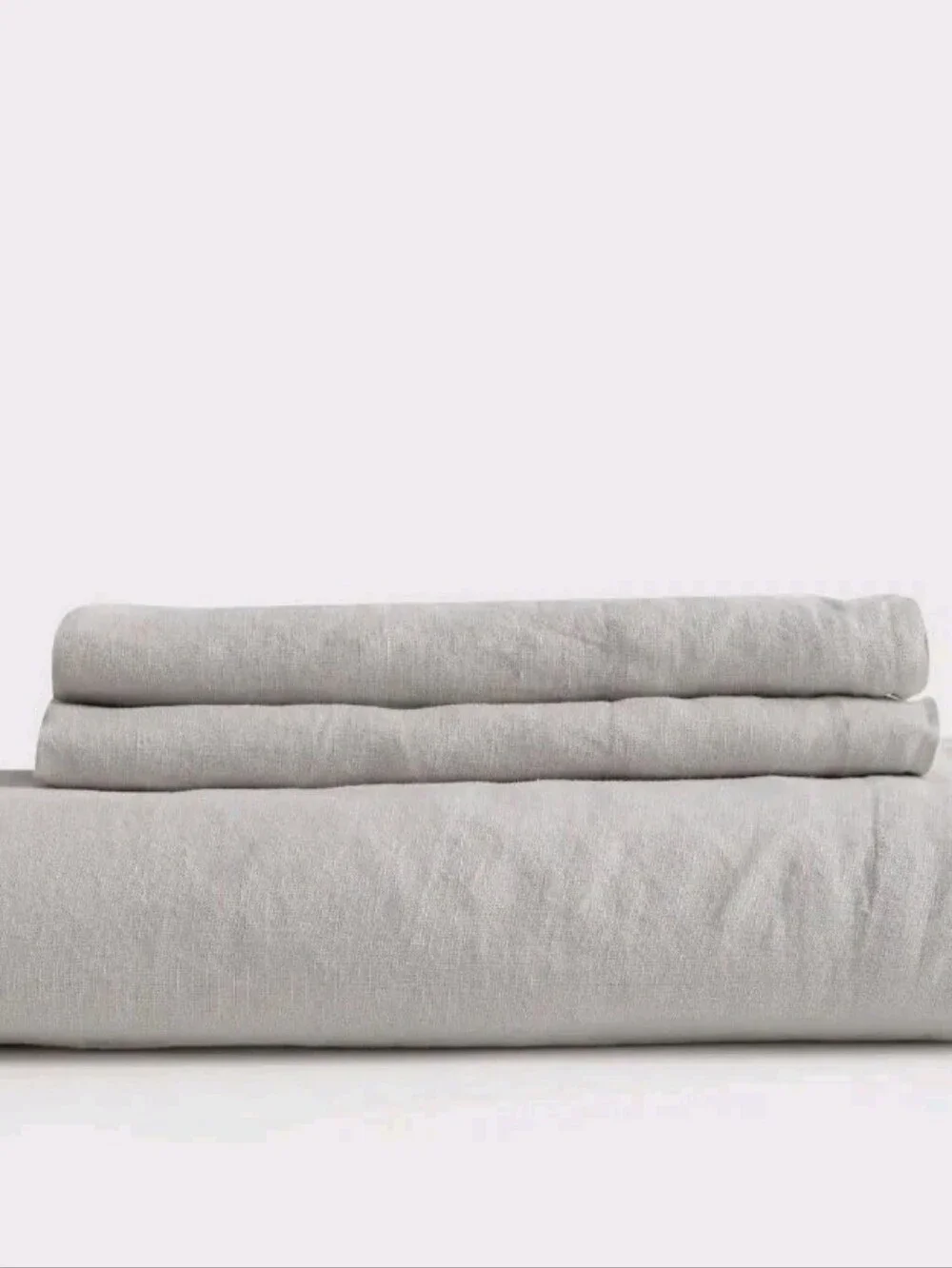 Linen Light Gray Fitted Bottom Sheet & 2 Pillowcases! King (774)(READ)